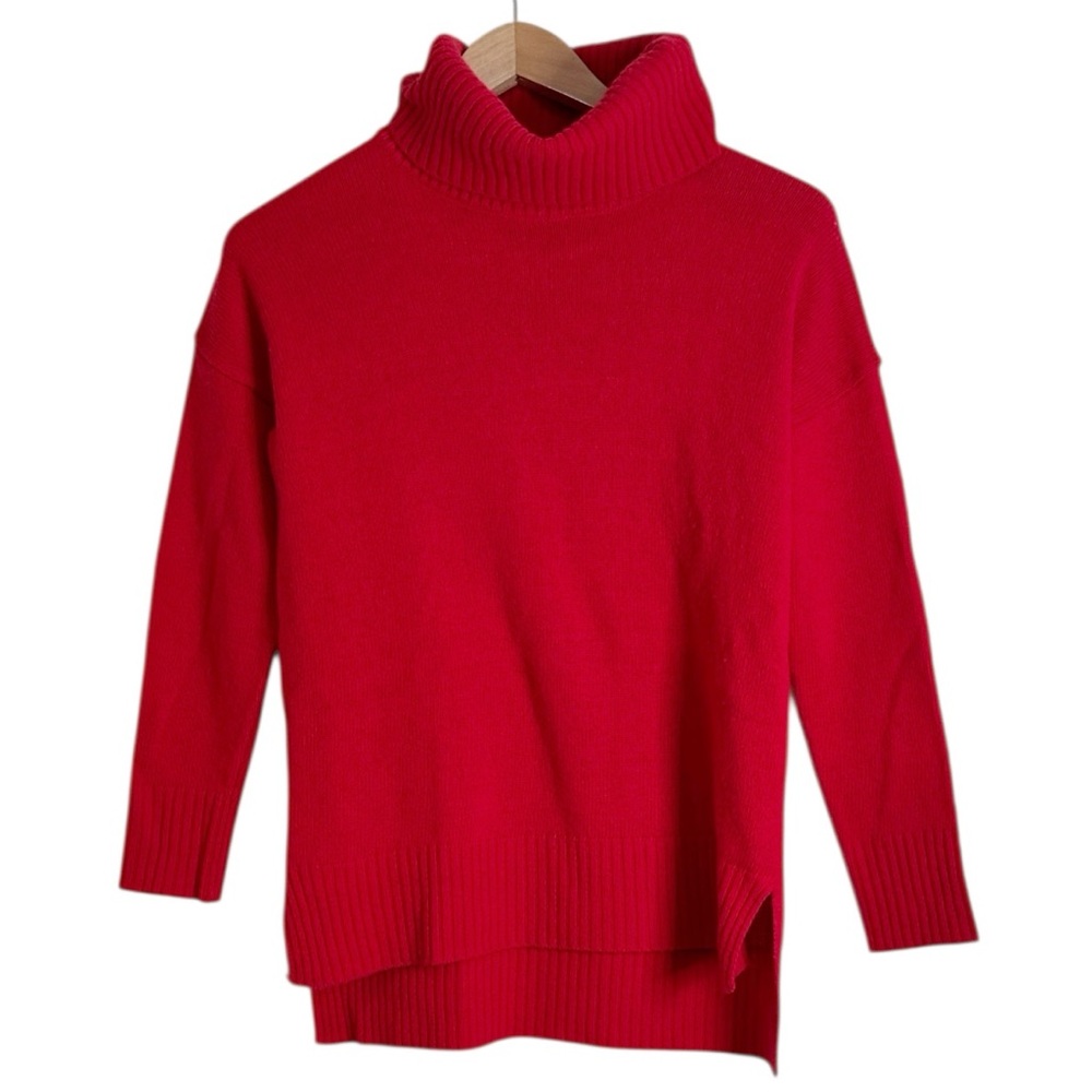 Bartolini Red Turtleneck Hi-Lo Wool Cashmere Blend Sweater Red size XS